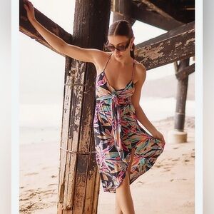 NWT L ANTHROPOLOGY Tropical Twist front cover up adjustable strap beach dress
